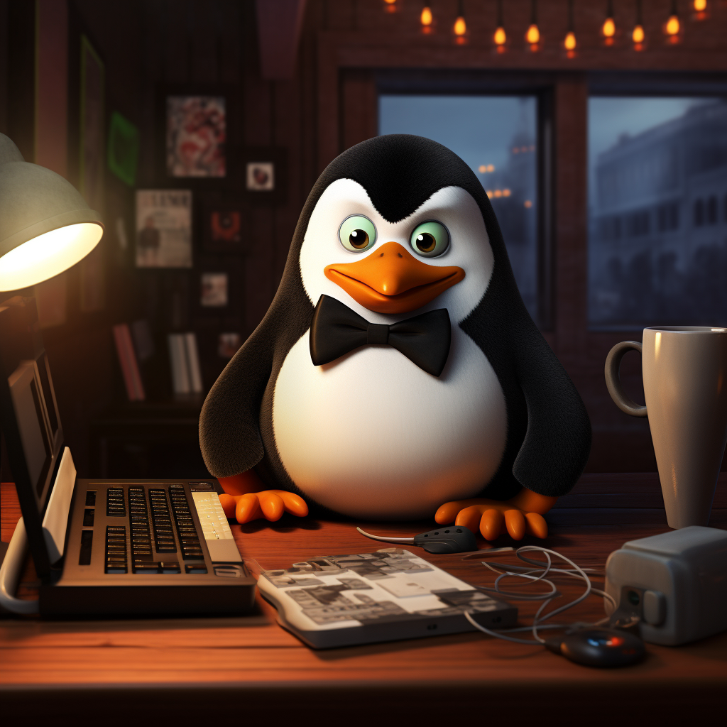 brockmeower_Tux_the_Linux_penguin_as_a_blogger_Tux_typing_pixar_cb0bae12-d394-4767-bcd1-f354a0da3b5c
